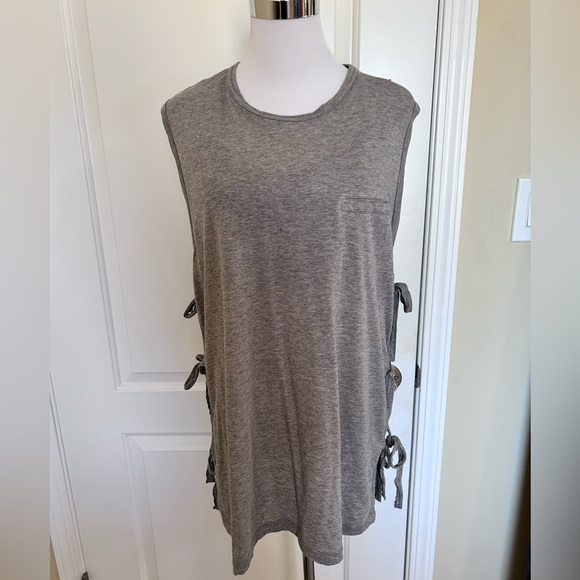 HELMUT LANG Sleeveless Gray Top with open sides w/ties Small (oversized style) - Picture 10 of 10